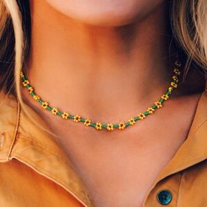 Pura Vida Sunflower Beaded Necklace